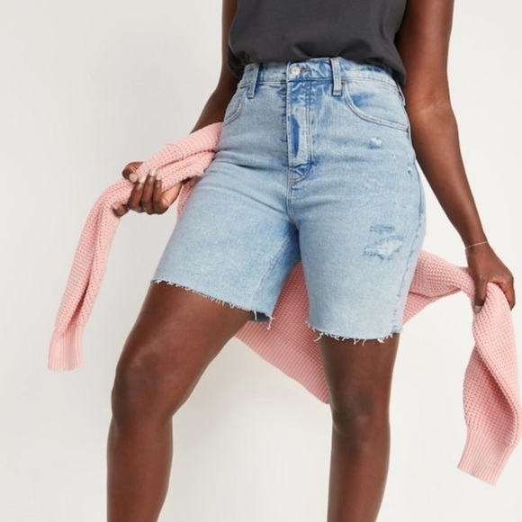New Old Navy Extra High-Waisted Button-Fly Sky-Hi
Straight Cut-Off Jean Short 10 - Picture 1 of 11